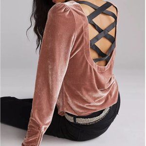 Anthropologie Open-Back Velvet Top, XL